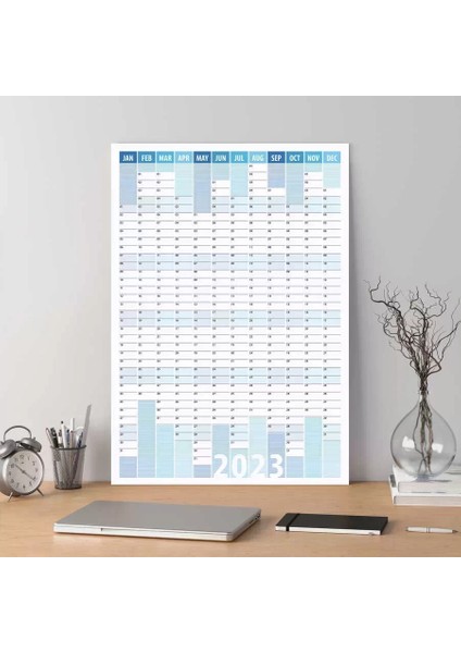 2025 Yıllık Planlayıcı Duvar Takvim Mavi Çizgili Yearly Wall Planner Boyut 50 x 70 cm fırsatları