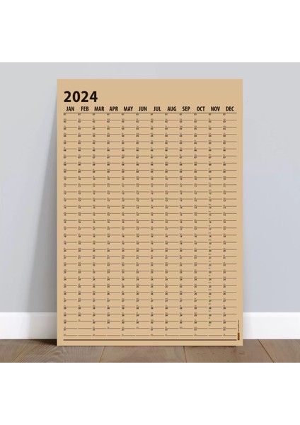 Taba Renk 2025 Yıllık Planlama Takvim 2025 Yılı Duvar Takvimi Yıllık Planlayıcı Boyut 50 x 70 cm