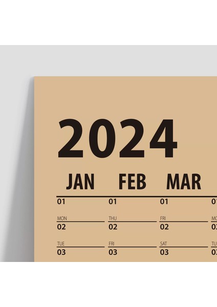 Taba Renk 2025 Yıllık Planlama Takvim 2025 Yılı Duvar Takvimi Yıllık Planlayıcı Boyut 50 x 70 cm