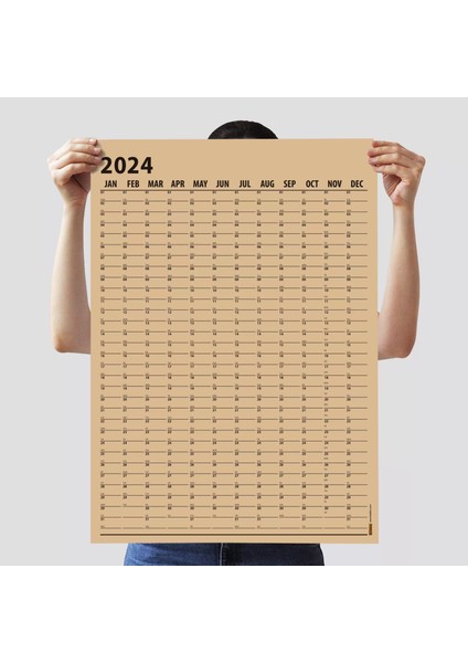 Taba Renk 2025 Yıllık Planlama Takvim 2025 Yılı Duvar Takvimi Yıllık Planlayıcı Boyut 50 x 70 cm