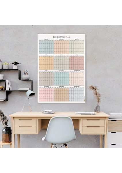 2025 Yıllık Planlayıcı Duvar Takvimi Boho Renk 2025 Takvimi Büyük Duvar Takvimi Boyut 50 x 70 cm