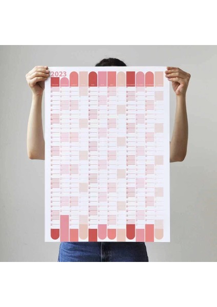 2025 Yıllık Planlayıcı Duvar Takvimi Kırmızı Wall Planner Boyut 70 x 100 cm fiyatları