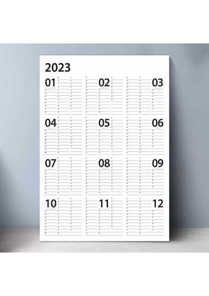 2025 Yıllık Planlayıcı Duvar Takvim Siyah Yearly Wall Planner Boyut 50 x 70 cm
