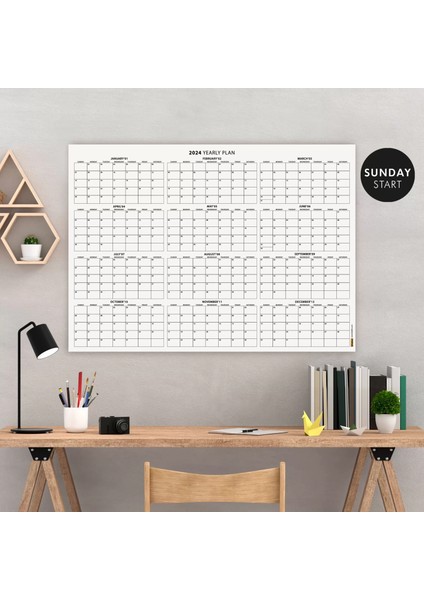Amerikan Standardı 2025 Yıllık Planlayıcı Takvim Pazar Başlangıç Takvim Duvar Takvimi Boyut 50 x 70 cm
