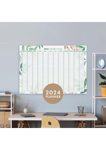 Çiçekli 2025 Yıllık Planlayıcı Duvar Takvimi 2025 Takvim Aylık Planlama 2025 Wall Planner Boyut 35 x 50 cm