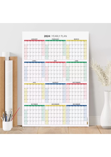 Amerikan Standardı 2025 Yıllık Planlayıcı Takvim Pazar Başlangıç 2025 Takvim Boyut 50 x 70 cm