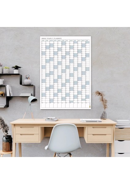 2025 Yıllık Planlayıcı Poster Takvim Mavi Planlayıcı Takvim Okul Takvimi Duvar Takvimi Boyut 35 x 50 cm