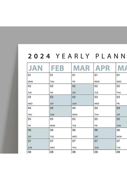 2025 Yıllık Planlayıcı Poster Takvim Mavi Planlayıcı Takvim Okul Takvimi Duvar Takvimi Boyut 35 x 50 cm