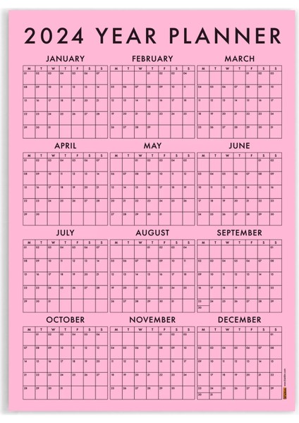 Pembe Renk 2025 Yıllık Planlayıcı Duvar Takvimi 2025 Takvim Aylık Planlayıcı Boyut 50 x 70 cm indirimleri