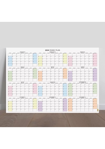 Amerikan Standardı 2025 Yıllık Planlayıcı Takvim Pazar Başlangıç 2025 Takvim Boyut 70 x 100 cm