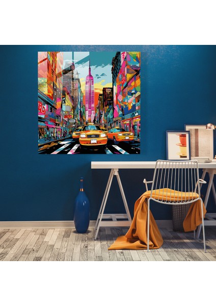 Kentsel Kaleydoskop: Pop Art'tan Esinlenen Dijital Illüstrasyon Cam Baskı, 30X30 fiyatları