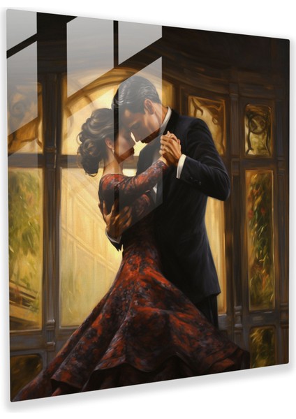 Romantik Hayal Cam Baskılar - Zarif Balo Salonunda Dans Eden Çift Cam Baskı, 30X30