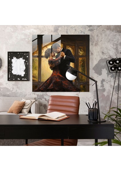 Romantik Hayal Cam Baskılar - Zarif Balo Salonunda Dans Eden Çift Cam Baskı, 30X30 modelleri