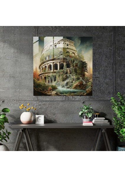 Büyülü Füzyon Cam Baskı - Gerçeküstü Karma Teknik Roma Kolezyum Doğa Duvar Sanatı, 30X30 fiyatları