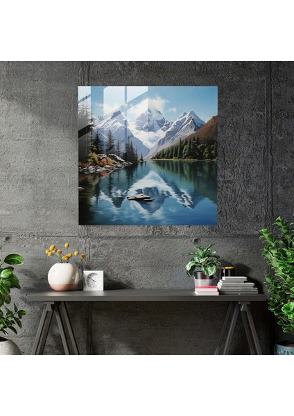 Dünyanın En Güzel Manzaraları - Sakin Göl Cam Baskı - Dünyanın En Güzel Manzaraları, Ev Dekorasyonu, Yağlıboya Tablo, Göl, 30X30