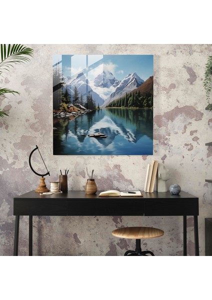 Dünyanın En Güzel Manzaraları - Sakin Göl Cam Baskı - Dünyanın En Güzel Manzaraları, Ev Dekorasyonu, Yağlıboya Tablo, Göl, 30X30
