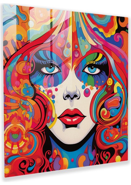 Retro Reverie: Canlı Renkler ve Dönen Desenlerle Psychedelic Cam Duvar Sanatı, 30X30