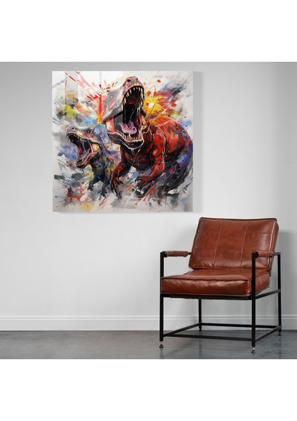 Karmaşık Cam Baskı - Hareketli Dinozorlar Eskiz Cam Duvar Sanatı - Sanatsal Ev Dekorasyonu, 30X30 fiyatları