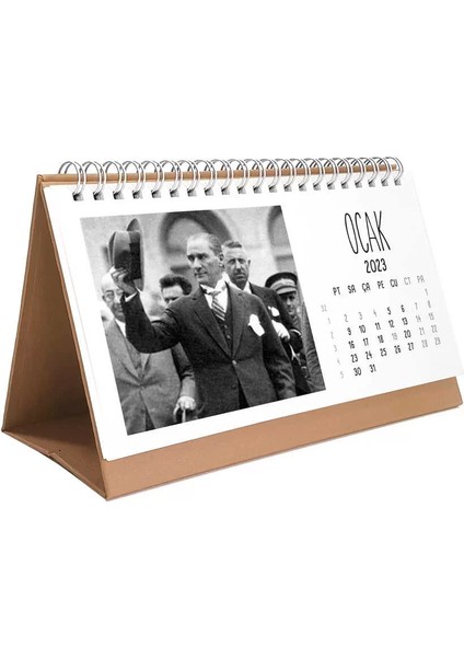 2025 Atatürk Takvimi Atatürk Fotoğraflı 2025 Masa Takvimi Kahverengi