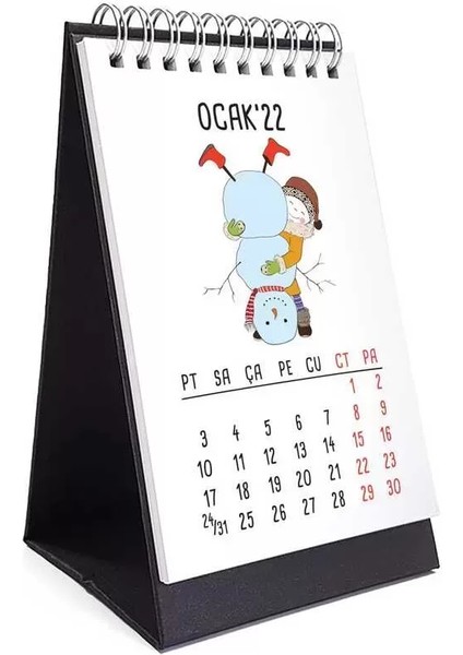 Dört Mevsim Konsept 2025 Takvim Sevimli Kız 2025 Masa Takvimi Siyah