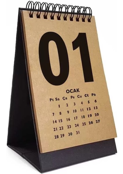 Rakam Serisi 2025 Masa Takvimi Dikey Siyah Kraft