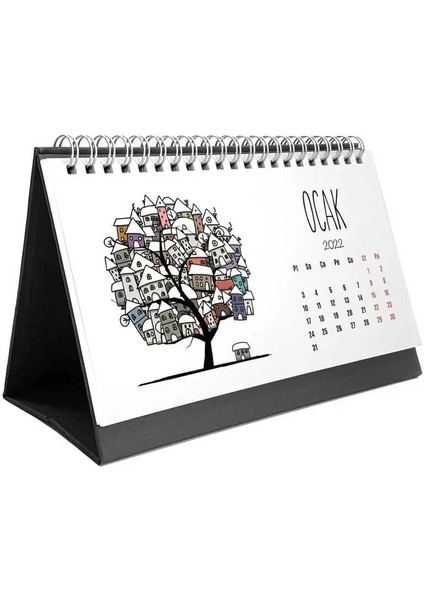 Mevsim Ağaçlı Takvim 2025 Masa Takvimi Siyah