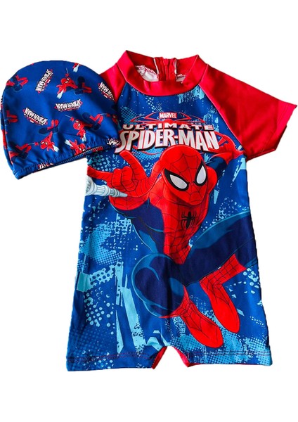 Kırmızı Spiderman Temalı Çocuk Örümcek Adam Yüzme Takımı