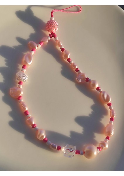 Pembe Beyaz Top Detaylı Telefon Askısı fiyatları