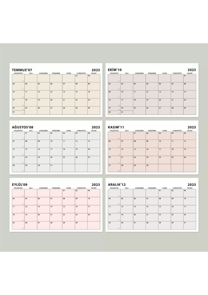 Boho Renk Aylık Planlama Masa Takvimi 2025 Takvim Minimalist Fonksiyonel Takvim Kraft Ayak