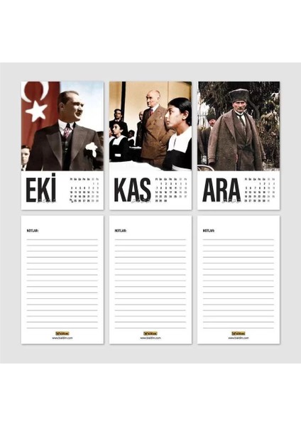 Atatürk Fotoğraflı 2025 Takvimi Siyah Masa Takvimi Dikey Form