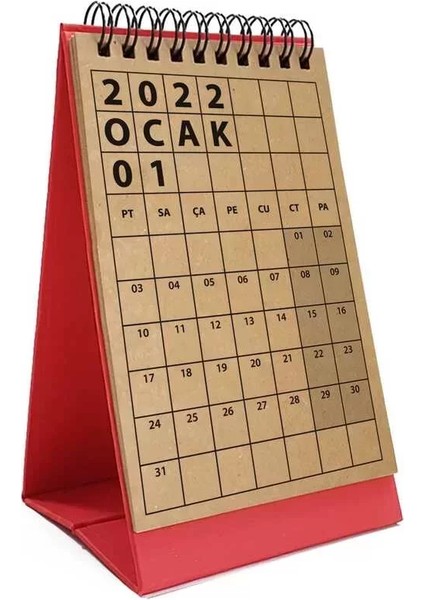 Takvim 2025 Masa Takvimi Kraft Kırmızı