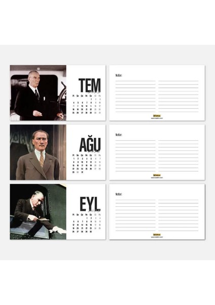 Atatürk Fotoğraflı Masa Takvimi 2025 Takvimi Kırmızı