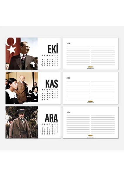 Atatürk Fotoğraflı Masa Takvimi 2025 Takvimi Kırmızı