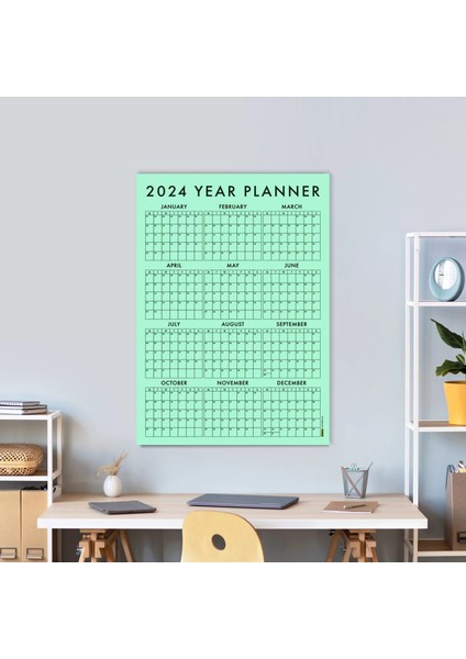 Yeşil Renk 2025 Yıllık Planlayıcı Duvar Takvimi 2025 Takvim Aylık Planlayıcı Boyut 35 x 50 cm