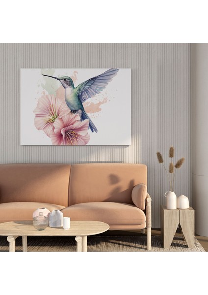 Suluboya Sinek Kuşu Duvar Tablosu - Sinek Kuşu, Sinek Kuşu, Kanvas Tablo, Ev Dekorasyonu, 30X30