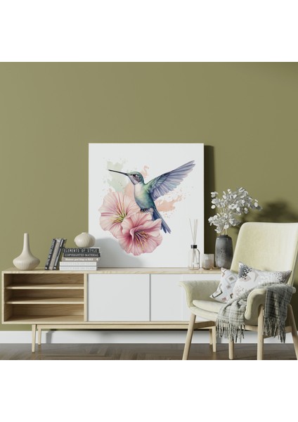 Suluboya Sinek Kuşu Duvar Tablosu - Sinek Kuşu, Sinek Kuşu, Kanvas Tablo, Ev Dekorasyonu, 30X30