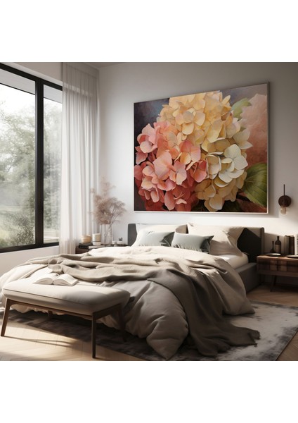 Ortanca Yağlıboya Tablo Duvar Sanatı - Ortanca, Narin Renk Paleti, Ortanca, Kanvas Tablo, 30X30 modelleri