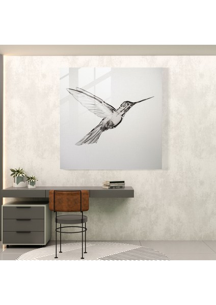 Narin Uçuş Cam Baskı - Sinek Kuşu, Modern Sanat, Sinek Kuşu, Duvar Süslemesi, 30X30