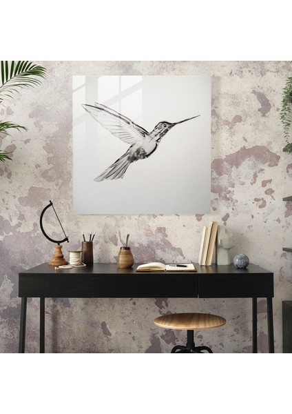 Narin Uçuş Cam Baskı - Sinek Kuşu, Modern Sanat, Sinek Kuşu, Duvar Süslemesi, 30X30