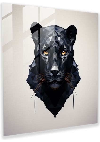 Marvel Cam Baskı - Geometrik Kara Panter Sanatı - Marvel, Geometrik, Sanat, Cam Duvar Tablosu, 30X30