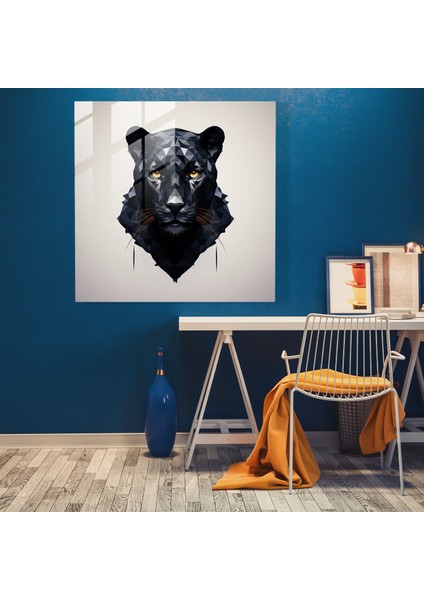 Marvel Cam Baskı - Geometrik Kara Panter Sanatı - Marvel, Geometrik, Sanat, Cam Duvar Tablosu, 30X30 modelleri
