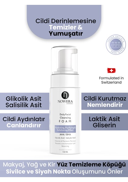 Makyaj ve Yüz Temizleme Köpüğü, Sivilce, Akne, Siyah Nokta Karşıtı Yüz Temizleyici, Salisilik Asit
