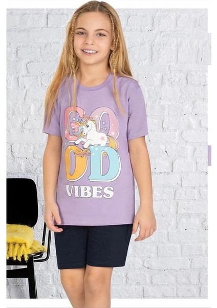 Unicorn Kısa Kollu Kız Çocuk Pijama Takım