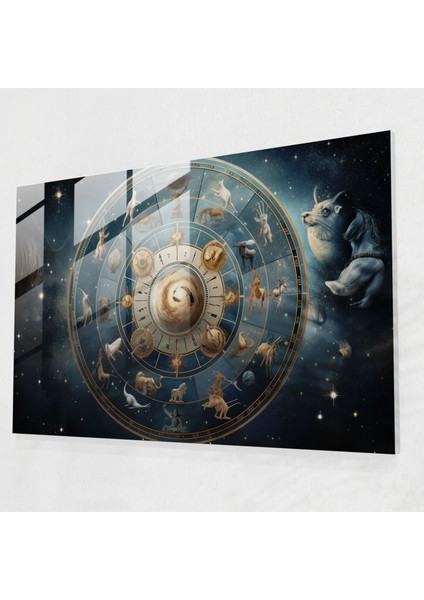 Burç Cam Duvar Dekorasyonu - Burç, Burç, Cam Duvar Sanatı, Kolaj, 45X30