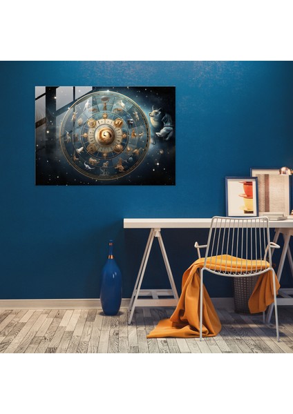 Burç Cam Duvar Dekorasyonu - Burç, Burç, Cam Duvar Sanatı, Kolaj, 45X30 modelleri