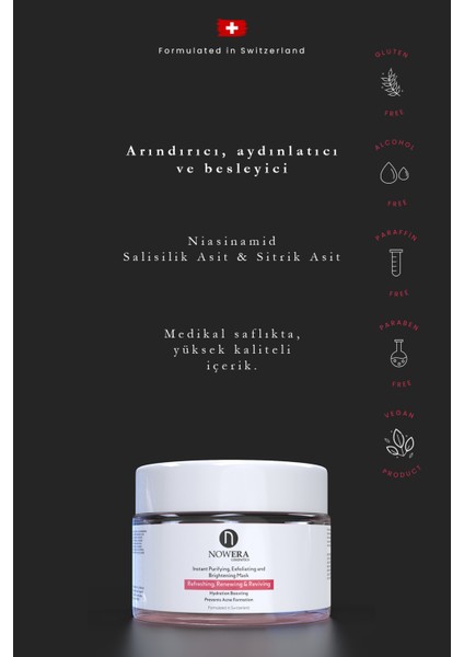 Cilt Arındırıcı, Aydınlatıcı Aha Bha Peeling Etkili Niasinamid Cilt Maskesi, Jel indirimleri