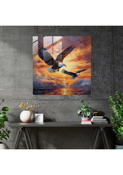 Panoramik Uçuş Cam Baskı - Çağdaş Yağlıboya Tablo Cam Duvar Sanatı - Modern Sanat Eseri Ev Dekorasyonu, 30X30 fiyatları