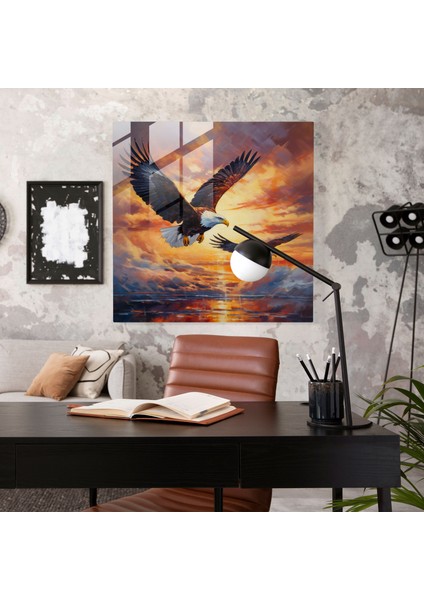 Panoramik Uçuş Cam Baskı - Çağdaş Yağlıboya Tablo Cam Duvar Sanatı - Modern Sanat Eseri Ev Dekorasyonu, 30X30 modelleri