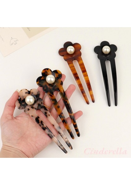 Incili Siyah Model France-Handmade Lüks Kemik Topuz Tokası - Çubuk Saç Topuz Tokası modelleri