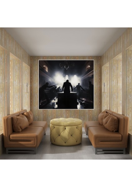 Mahkeme Salonu Savaş Siluetleri Kanvas Tablo - Hukuk, Kanvas Tablo, Mahkeme Salonu Savaş Siluetleri, Duvar Dekorasyonu, 30X30